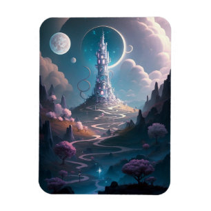 Whimsischer Turm Landschaft Fantasy Art Magnet