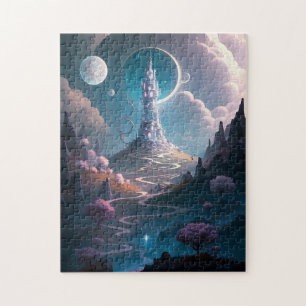 Whimsischer Turm Landschaft Fantasy Art Puzzle