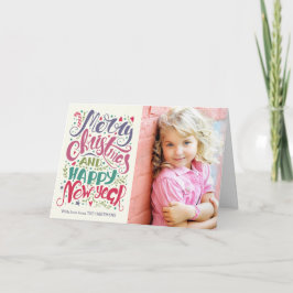 Whimsischer Typografy Foto Holiday Grußkarte Feiertagskarte