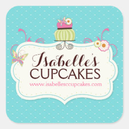 Whimsischer und lustiger Cupcake Labels Quadratischer Aufkleber