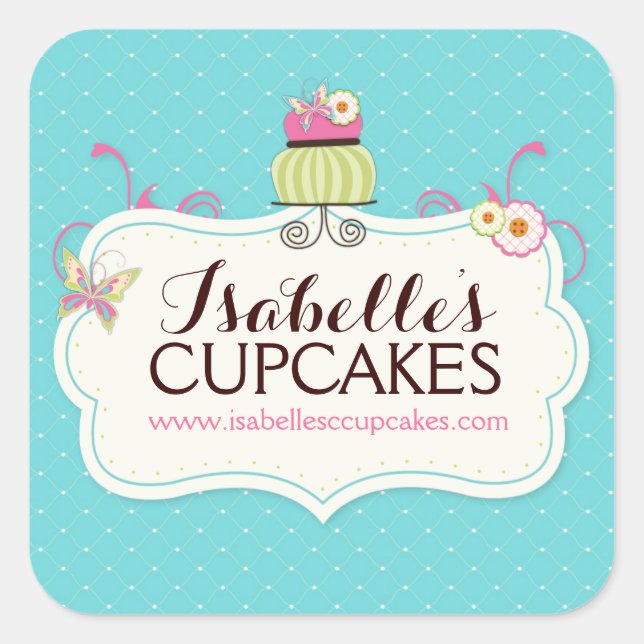 Whimsischer und lustiger Cupcake Labels Quadratischer Aufkleber (Vorderseite)