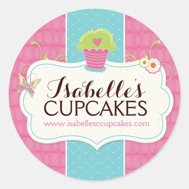 Whimsischer und lustiger Cupcake Labels Runder Aufkleber (Vorderseite)