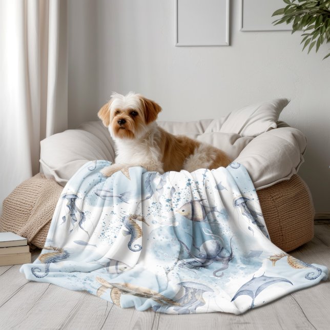 Whimsischer Unterwasserwelt - Muster für Meeresleb Fleecedecke (Von Creator hochgeladen)