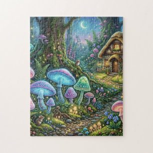 Whimsischer verzauberter Pilzwald Cottagecore Puzzle