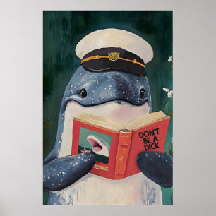 Whimsischer Wal-Lese-Buch-Kunst - Literarisches Ti Poster