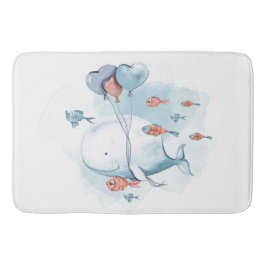 Whimsischer Wal und Fische Badematte