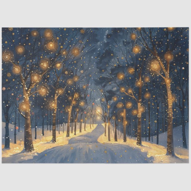 Whimsischer Wald während des Winterabschwungs Seidenpapier (Vorderseite)