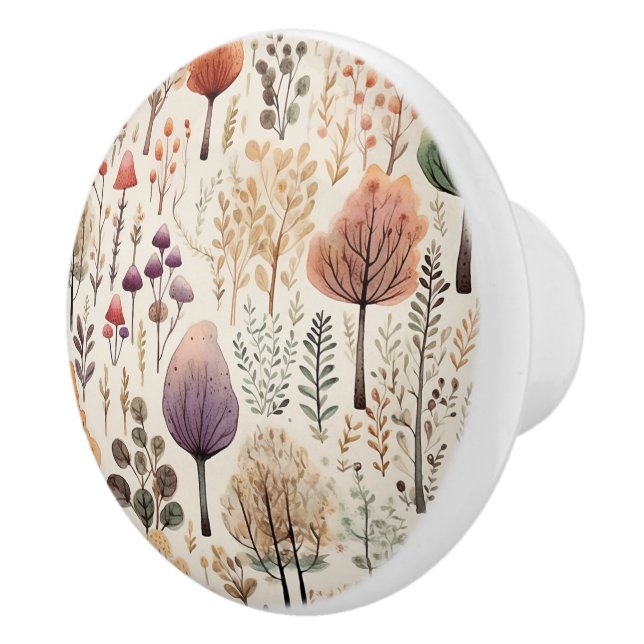 Whimsischer Wald Wasserfarbenwald Keramikknauf (Rechts)