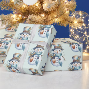 Whimsischer Wasserfarben-Boho-Schneemann-Weihnacht Geschenkpapier