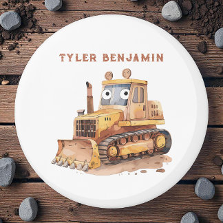Whimsischer Wasserfarben-Bulldozer Magnet