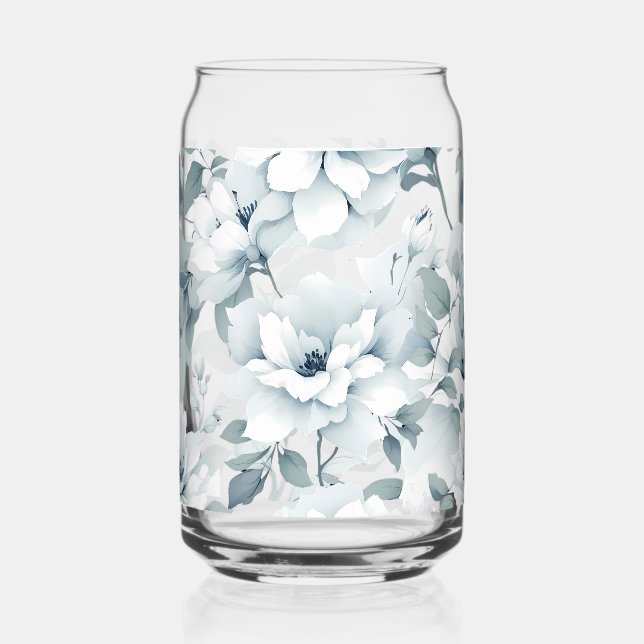 Whimsischer Wasserfarben Garten Blumenmuster Dosenglas (Vorderseite)