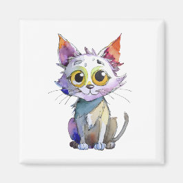 Whimsischer Wasserfarbkatze Magnet