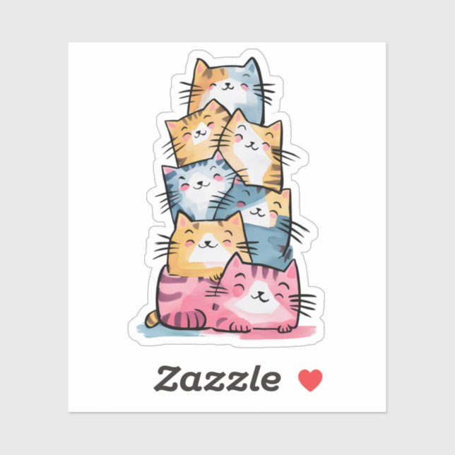 Whimsischer Wasserfarbkatzen Moderne Aufkleber (Blatt)