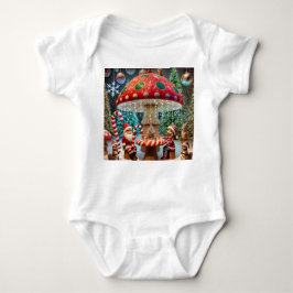 Whimsischer Weihnachts Mushroom Baby Jersey Bodysu Baby Strampler