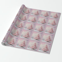 Whimsischer Weihnachtsbaum Pink Weiße Wirbel Geschenkpapier