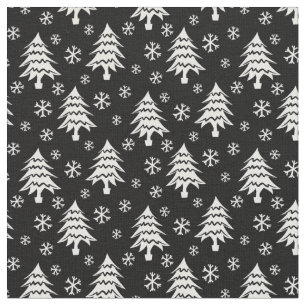 Whimsischer Weihnachtsbaum Schneeflocken Weiß Sch Stoff