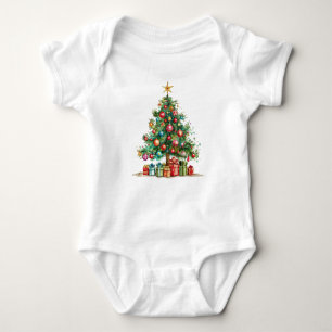 Whimsischer Weihnachtsbaum Weihnachtsbaum Outfit Baby Strampler