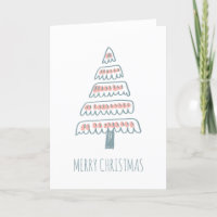 Whimsischer Weihnachtsbaum Zeichnend Blush und Aqu