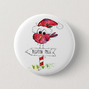 Whimsischer Weihnachtsbird Button