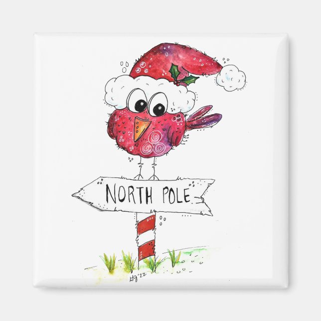 Whimsischer Weihnachtsbird Magnet (Vorne)