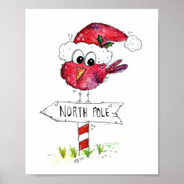 Whimsischer Weihnachtsbird Poster