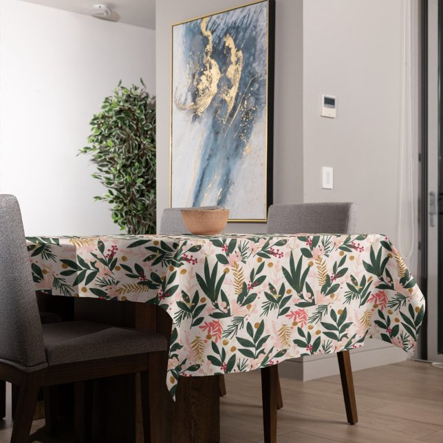 Whimsischer Weihnachtsbotanicals Rosa und Grün Tischdecke (Von Creator hochgeladen)