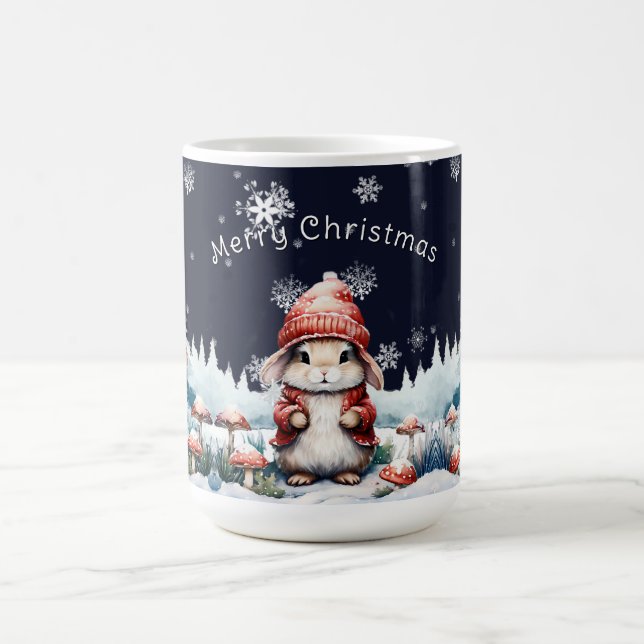 Whimsischer Weihnachtsbunny Kaffeetasse (Mittel)