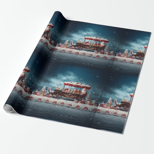 Whimsischer Weihnachtscreme Cart 3 Geschenkpapier (Ungerollt)