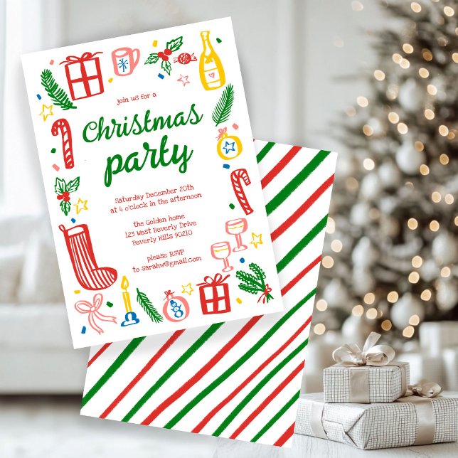 Whimsischer Weihnachtsfeier Niedliche Custom Einladung (Whimsical Christmas Holiday Party Cute Custom Invitation
)