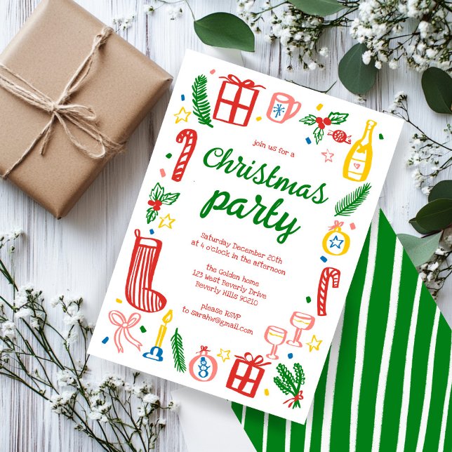 Whimsischer Weihnachtsfeier Niedliche Custom Einladung (Whimsical Christmas Holiday Party Cute Custom Invitation
)