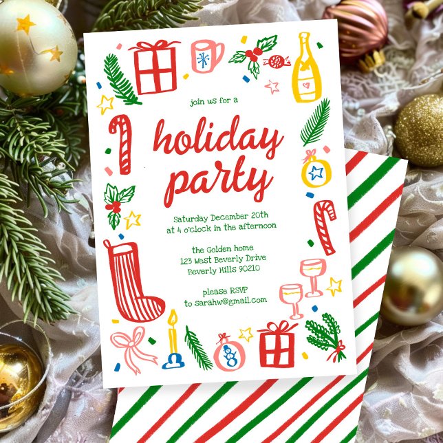 Whimsischer Weihnachtsfeier Niedliche Custom Einladung (Whimsical Christmas Holiday Party Cute Custom Invitation
)