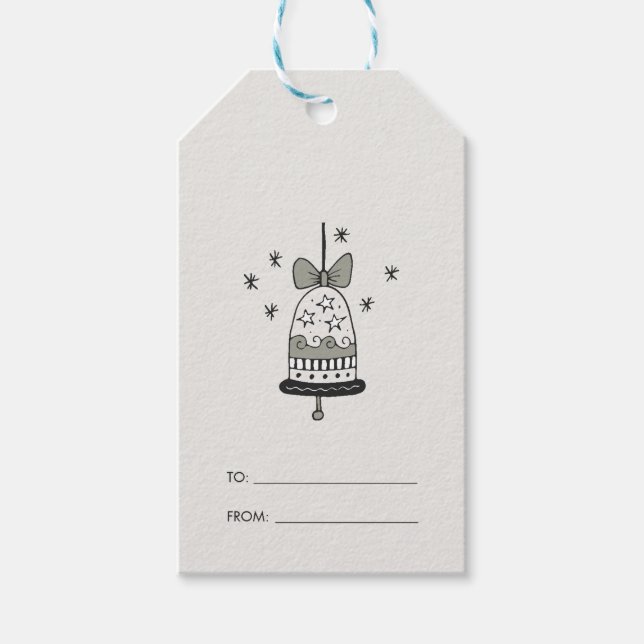 Whimsischer Weihnachtsglocke Geschenkanhänger (Vorderseite)