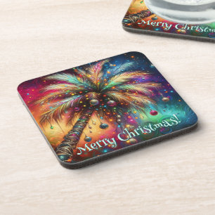 Whimsischer Weihnachtspalme Tree Tropical Beach Vi Getränkeuntersetzer