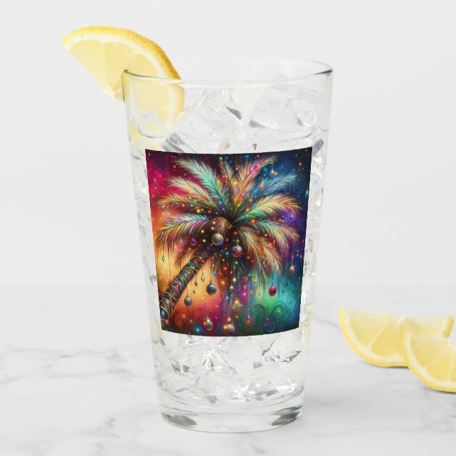 Whimsischer Weihnachtspalme Tree Tropical Beach Vi Glas (Vorderseite Ice)