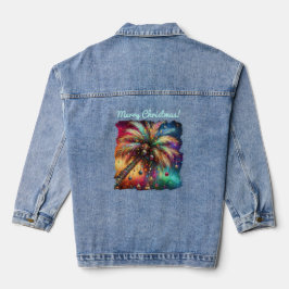 Whimsischer Weihnachtspalme Tree Tropical Beach Vi Jeansjacke