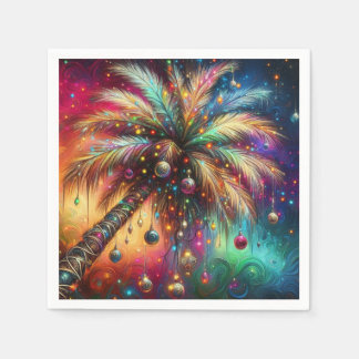Whimsischer Weihnachtspalme Tree Tropical Beach Vi Serviette