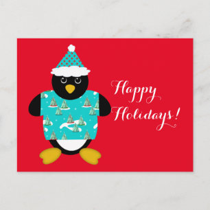 Whimsischer Weihnachtspinguin Postcard Feiertagspostkarte