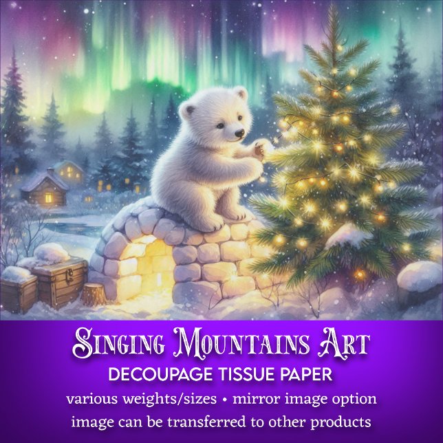 Whimsischer Weihnachtspolarbär & Baumdekoutseite Seidenpapier (Von Creator hochgeladen)