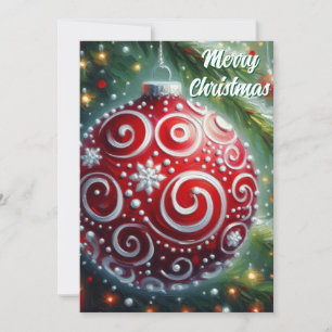 Whimsischer Weihnachtsschmuck Rote weiße Wirbel Feiertagskarte