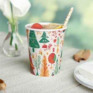 Whimsischer Weihnachtswald Papier Cup Pappbecher