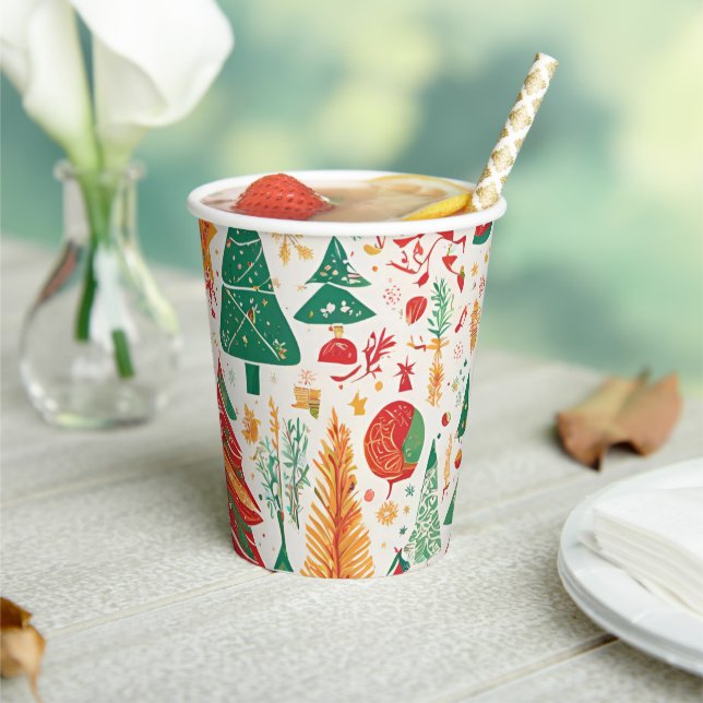 Whimsischer Weihnachtswald Papier Cup Pappbecher (In Situ)