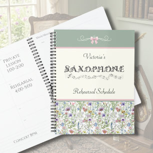 Whimsischer Wildblumen-Saxophon-Probenplaner Planer