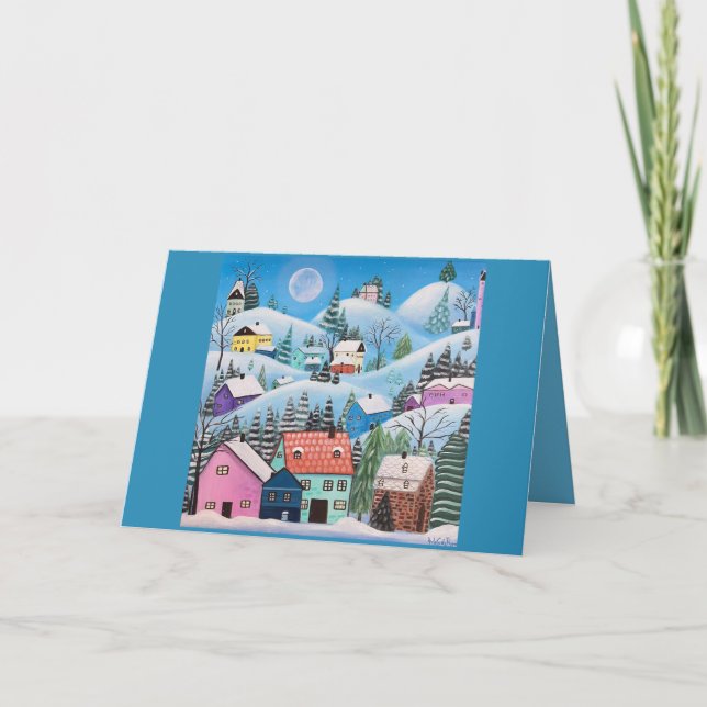 Whimsischer Winter Landschaft Feiertagskarte (Vorderseite)
