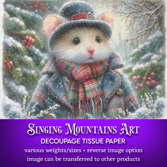 Whimsischer Winter Maus Weihnachtswald Dekoupage Seidenpapier (Von Creator hochgeladen)