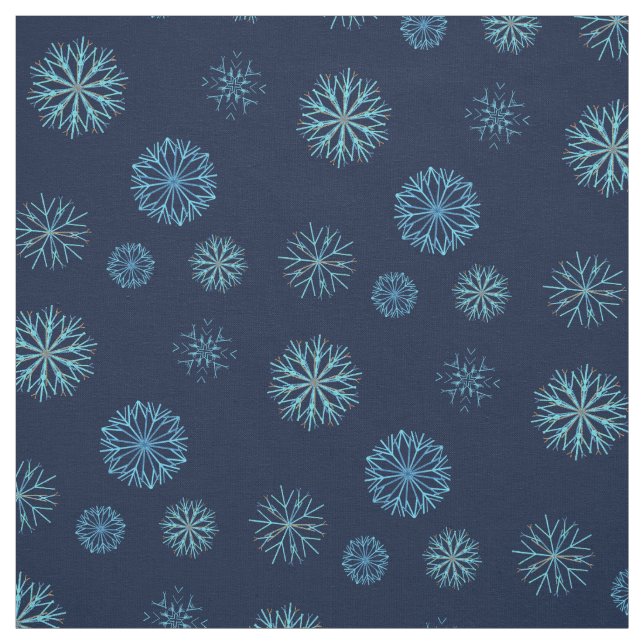 Whimsischer Winter Snowflake Muster Navy Light Blu Stoff (Muster)