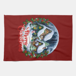 Whimsischer Winter Village Snow Globe Geschirrtuch