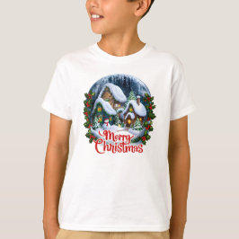 Whimsischer Winter Village Snow Globe T-Shirt