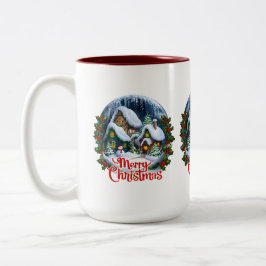 Whimsischer Winter Village Snow Globe Zweifarbige Tasse