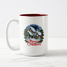 Whimsischer Winter Village Snow Globe Zweifarbige Tasse