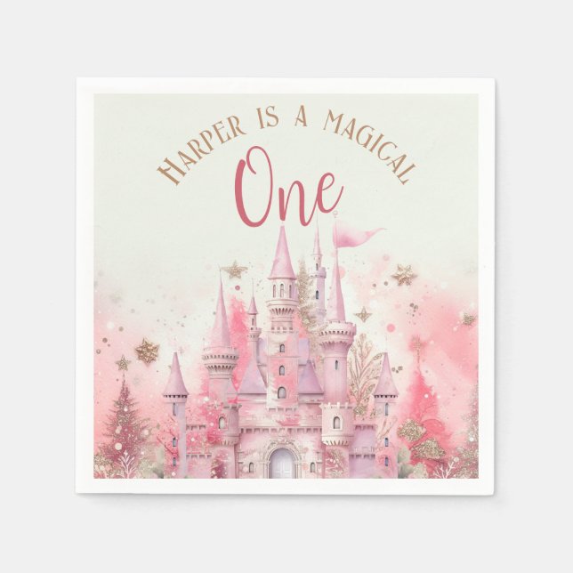 Whimsischer Winterdrucker Märchen Erster Geburtsta Serviette (Vorderseite)